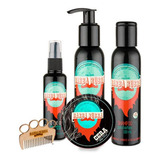 Kit Barba Com Óleo, Shampoo, Balm, Cera E Pente Barba Rubra