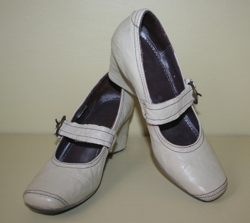 Zapatos Color Marfil Taco Chino N 35