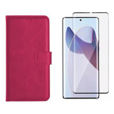 Capa Carteira Flip Pink Para Moto Edge 30 Ultra + Pelicula