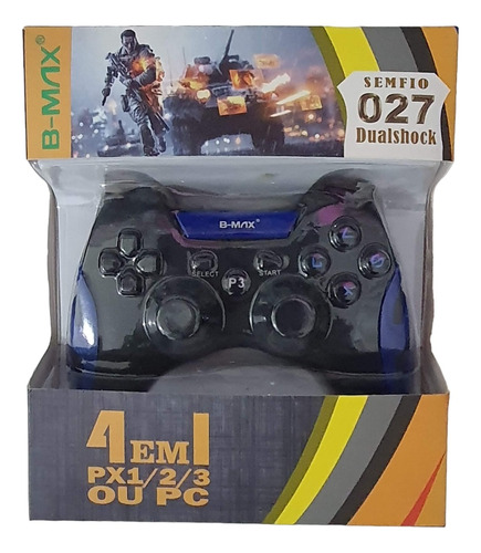 2 Controles Joystick Pc Ou Ps3 Sem Fio Dualshock B-max