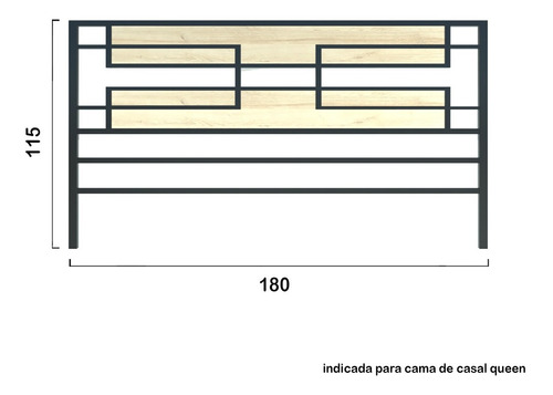 Cabeceira De Cama Ferro E Madeira - Simetri Queen 180x115