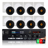 8 Falantes Leson Jb6 Embutir Quad Br + Amplificador Bt 500w