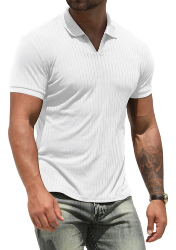 Playera Polo Casual Hombre Manga Corta Slim Fit Cuelle V