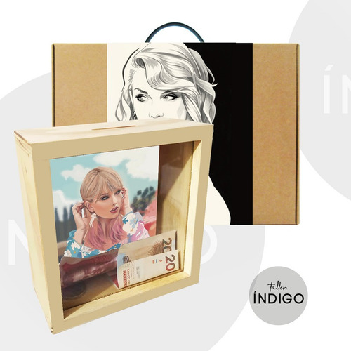 Alcancia Mdf Taylor Swift + Empaque Personalizado Artesanal