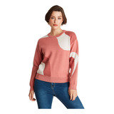 Sweater Cuello Redondo Con Diseño Rosado