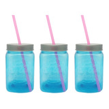 Mason Jar 16oz Plastico 24pzs Tapa Popote Boda Dulcero Neon