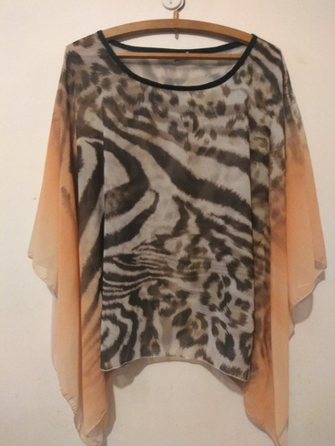 Camisola De Seda De Fiesta Animal Print Talle Xxl, Usada