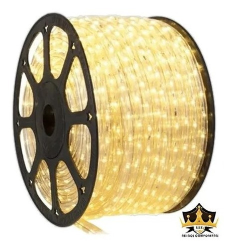 Mangueira Led Redonda Natal 100m  Branco Quente 220v 