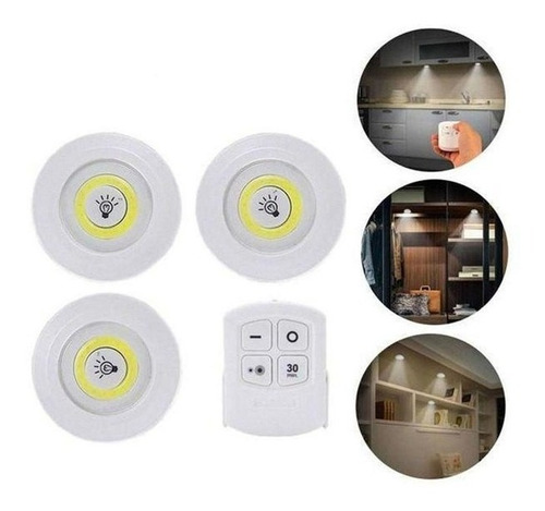 Set De 3 Luces Led Emergencia Alacena Techo Placard Control