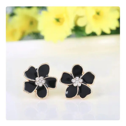Aretes Esmaltados Flor Clip Sin Perforacion Trasvesti