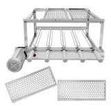 Gira Grill Inox 5 Espetos + 2 Grelhas Moedas + Brinde