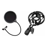 Kit Suporte Aranha Simples Shock Mount Pop Filter Microfone