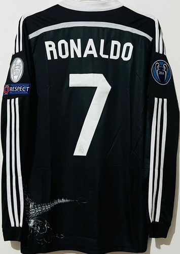 Jersey Real Madrid Manga Larga 2015 Negro Dragón Ronaldo