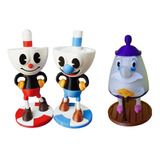 Set De Figuras De Cuphead + Mugman + Tetera. Impresión 3d