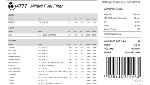 Mf4777 Filtro Gas Rodeo Lifan 520 2009 Nissan 240sx Quest Foto 7