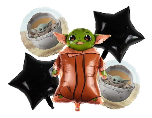 Pack 5 Globos Metalizados Star Wars Yoda