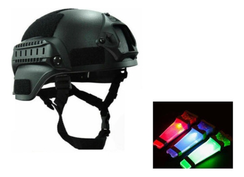 Casco Con Riel Y Luz Elite Militar Táctico Airsoft Paintball