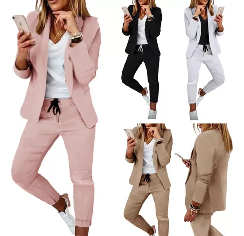 Conjunto De Blazer Entallado Y Pantalones Para Mujer