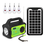 Sistema De Iluminación Solar 4 Focos Camping 6000mah Batería