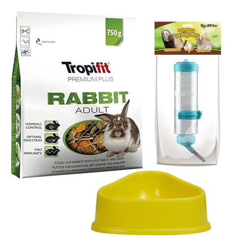 Alimento Para Conejo Adulto Tropifit, Bebedero 250ml, Plato