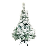 Árvore De Natal Luxo Pinheiro Com Neve Nevada Cactos 1,20m Cor Verde E Branco