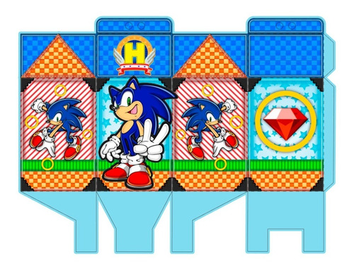 Caixinha Para Festa Tema Sonic - 30 Unid. Mod. Bg5gnb