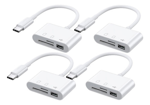 4×adaptador Hub Otg Usb Cartão Memoria Tf Cf Tipo C