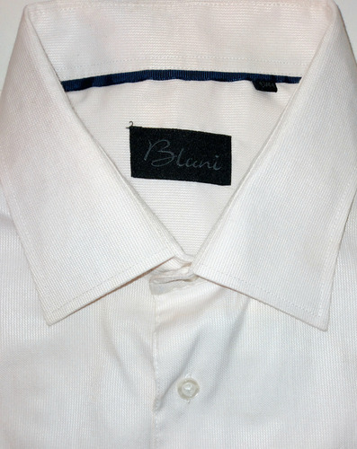 Camisa Hombre Mga Larga Gruesa Fantasia Blanca 1 Uso 43/44 L