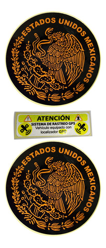 Stickers Para Auto Reflejantes Escudo Negro Aguila 2p 7.3cm
