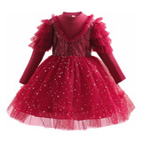 Vestido De Princesa Rojo De Navidad Para Niña Lentejuelas