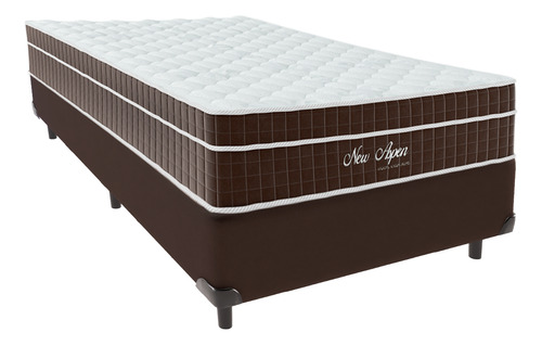 Cama + Box Solteirão Marrom Colchão New Aspen Comfort Prime