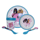 Set Alimentacion Niñas Barbie Plato + Bowl + Vaso + Cubierto