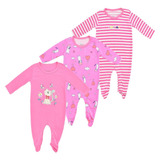 Pijamas Bebé Niña Set X 3 Enterizas Estampadas