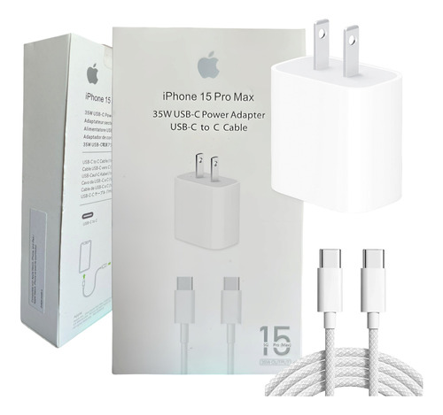 Cargador Para iPhone 15 Plus X Xr  Pro Original Cubo Y Cable