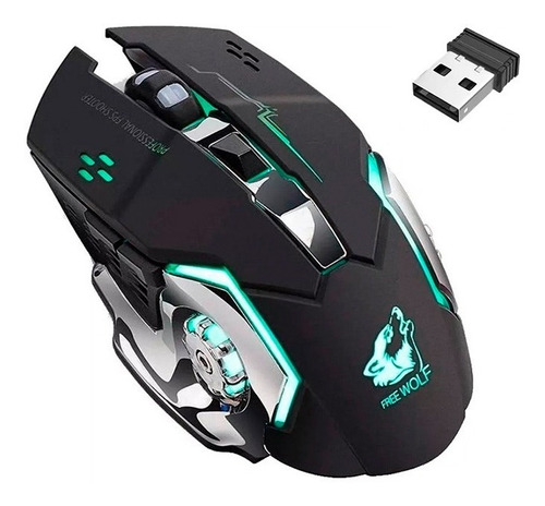 Mouse Gamer Recargable Free Wolf  X8 Black