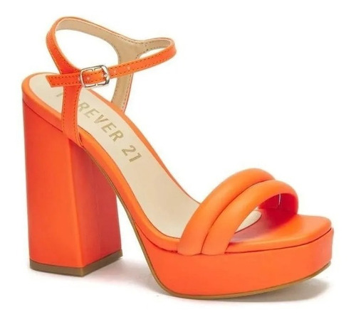 Zapatilla Plataforma Forever 21 Doble Tira Naranja Casual 