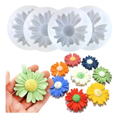 R 4 Moldes Silicona Flores Margaritas For Velas,