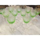 Copas De Cristal Tallado Verdes X10