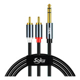 Soku Cable 2 Rca A 6.35mm Amplificador Mezcladora Dj Hifi 2m