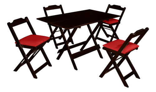 Mesa Dobravel P/ Bar 120x70 De Madeira Maciça Com 4 Cadeiras