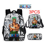 Mochila Escolar One Piece Luffy Zoro+bandolera Y Estuche