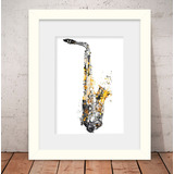 Quadro Saxofone Músico Sax 56x46cm Vidro +paspatur W2878