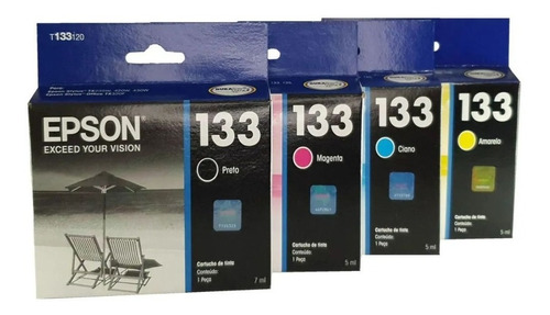 Kit 4 Cartuchos Epson Original 133  T133 Cmyk 430w 235w