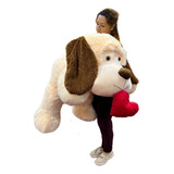 Perro De Peluche Gigante Acostado Perfumado Y Moño 1.40cmts 