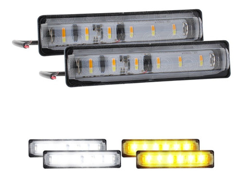 Par Faros Barra 6 Led Lupa Extendida Fija Y Estrobo Bicolorf