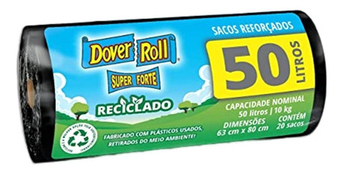 Sacos Para Lixo Dover Roll Super Forte 50 Litros 20un Recic.