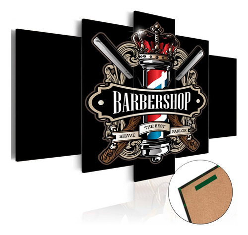 Quadro Mosaico 115x60 Barbearia Barber Shop 5pçs