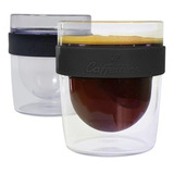 Pocillo X2 Taza Cafe Doble Pared Caffettino Grip Silicona 