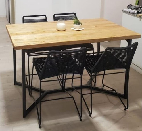 Mesa De Madera Maciza Paraiso Y Hierro