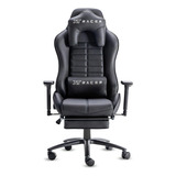 Cadeira De Escritório Gamer Xt Racer Platinum W Apoio De Pés Reclinável Ergonômico Em Pu Premium Preto